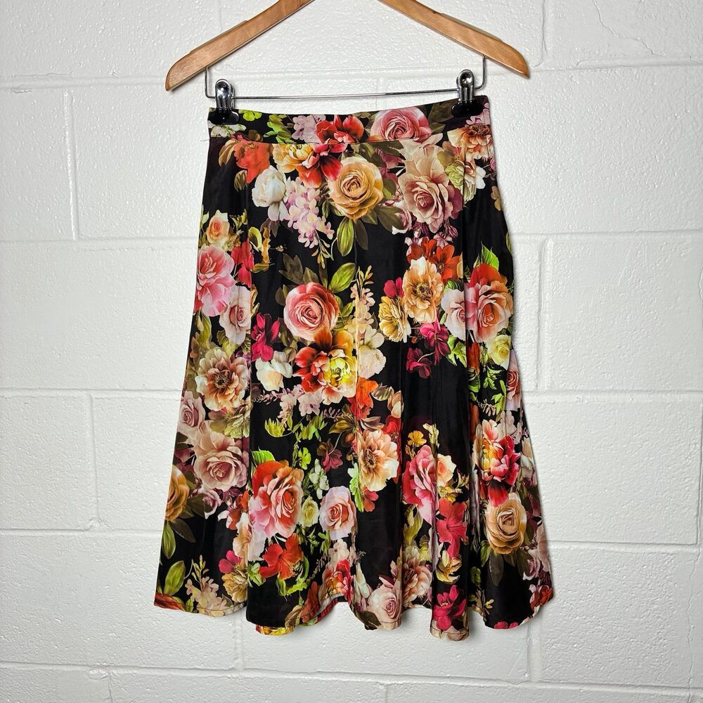 ModCloth Black Floral Skirt